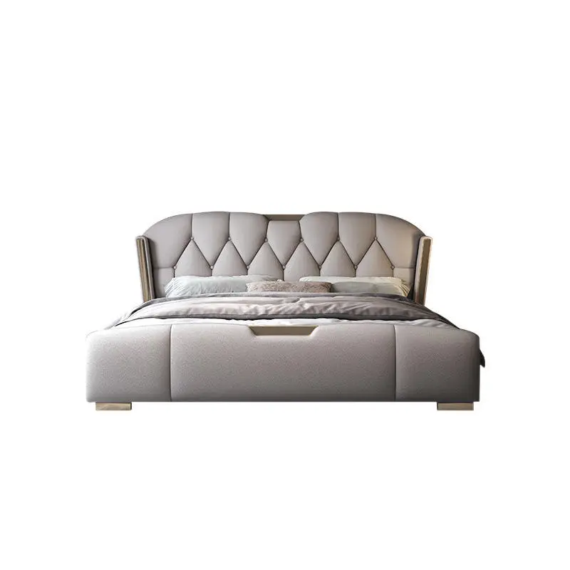 Italian Luxury Accessible Modern Casual Double Bed Up-Holstered with Soft Bag Storage for Bedroom or Wedding King Size — image 5
