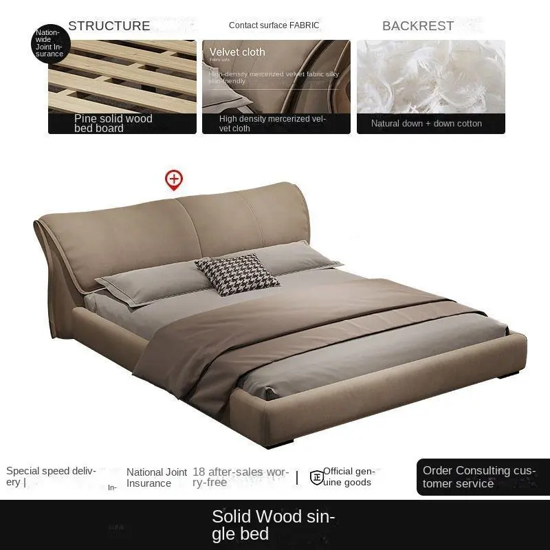 Luxury Flannel Queen Bed Fabric Two Meter Industrial Style Soft Master Bedroom Adjustable for Comfortable King Double Bed — image 5