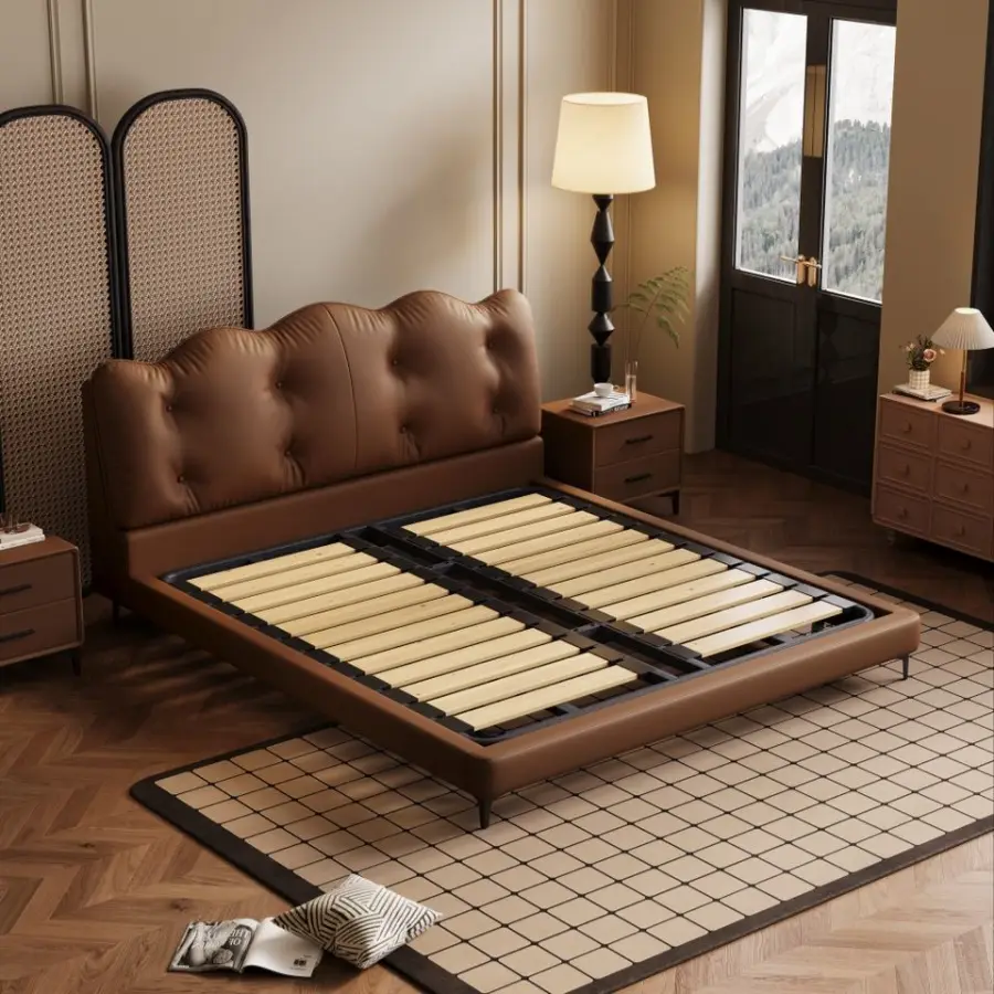 Modern Cream Style Soft Bed Simple Master Bedroom High-end Atmospheric Double Leather Eco-Friendly Durable Light Luxury — image 5