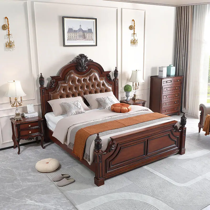 American-Style Solid Oak Double Bed with Pneumatic Storage 1800x2000mm Lift Disassembly Bedroom Furniture — image 2