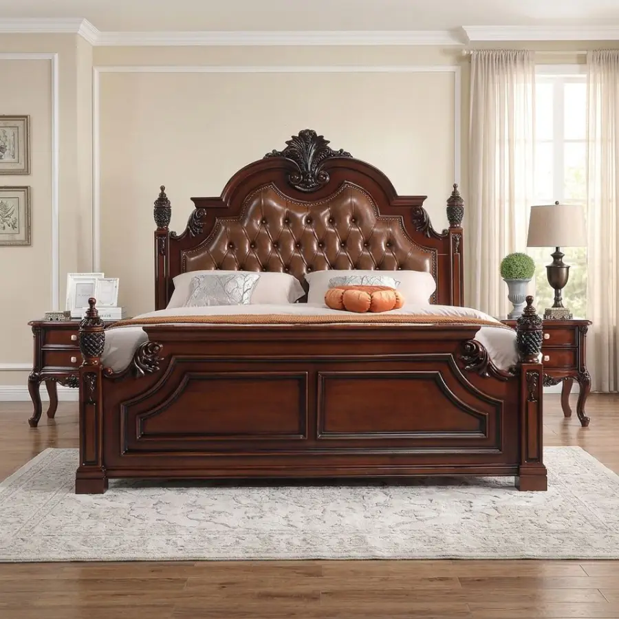 American-Style Solid Oak Double Bed with Pneumatic Storage 1800x2000mm Lift Disassembly Bedroom Furniture — image 6