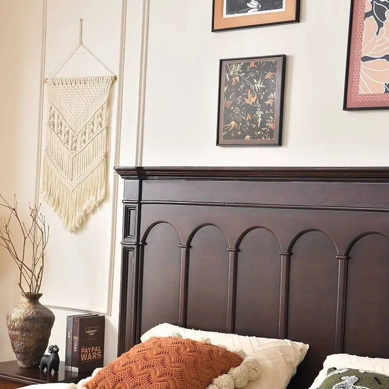 American-style Vintage Solid Wood High Box Bed 18-meter Double Master Bedroom Mid-century Modern Minimalist French-inspired — image 4