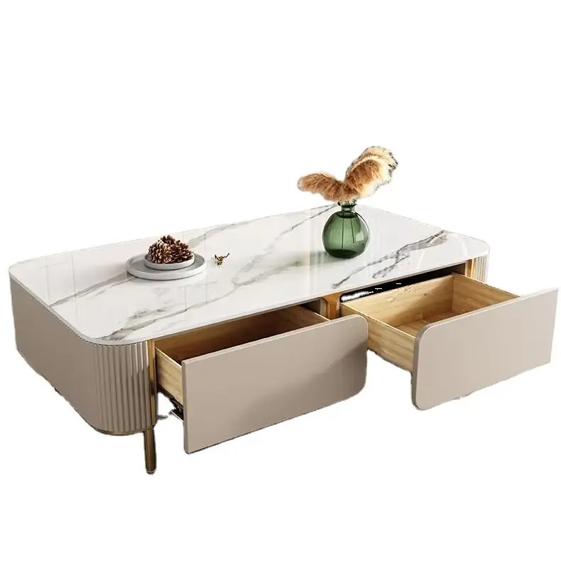 Camison Luxury Rock Board TV Stand Coffee Table Simple Modern Design High Foot Floor Baking Paint Finish Foldable Living — view 1