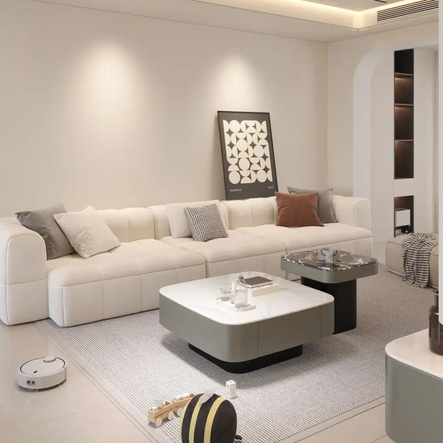 Italian Luxury Modern Minimalist Marble Coffee Table High-End Combination for Villa Living Room Set Design — image 2