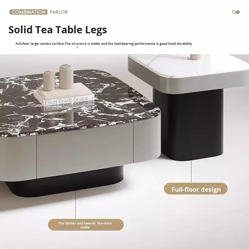 Italian Luxury Modern Minimalist Marble Coffee Table High-End Combination for Villa Living Room Set Design — image 4