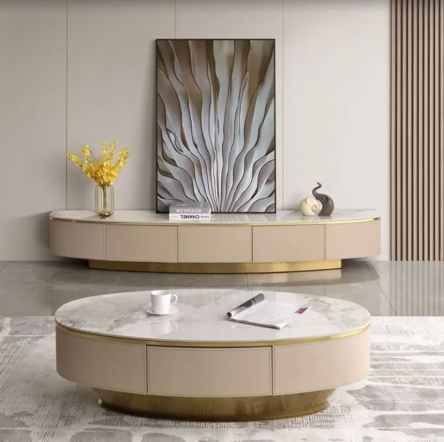 Modern Convertible Coffee Table with Solid Wood Frame and Stone Top Customizable Color & Logo Living Room Furniture — image 2