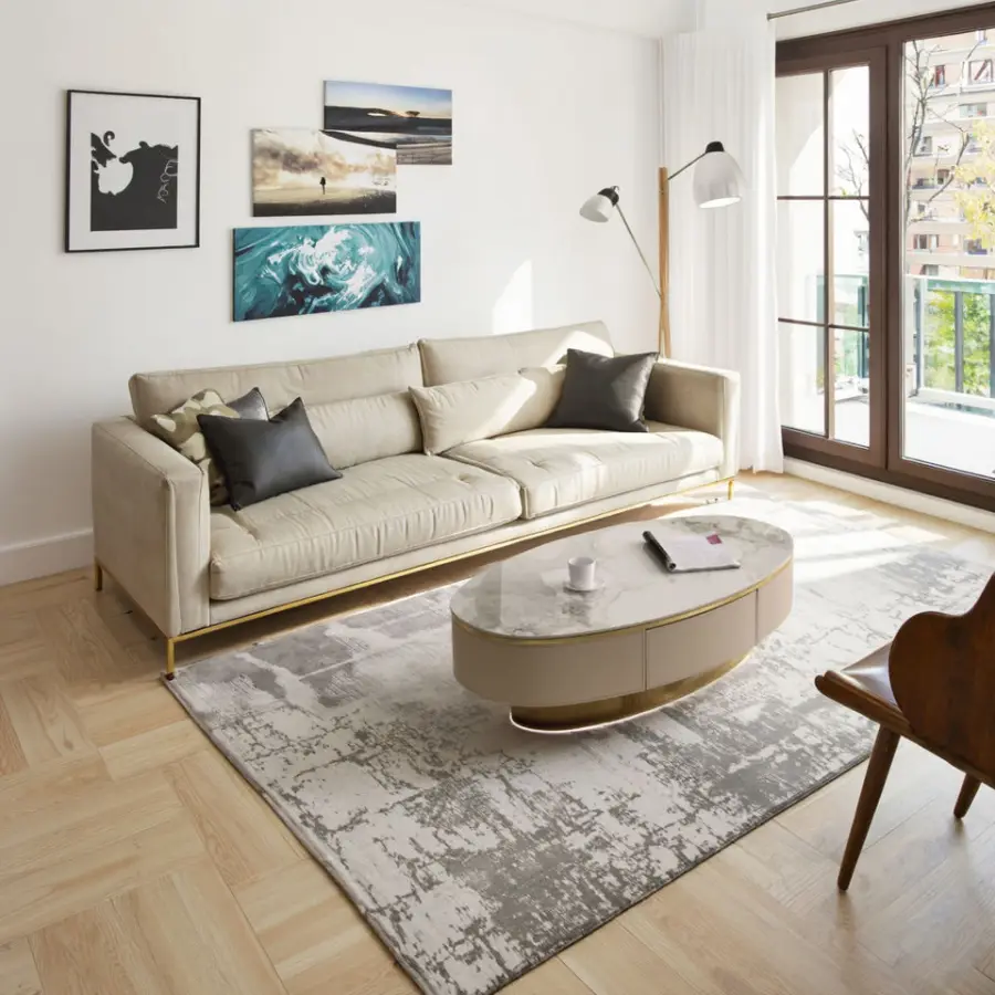 Modern Convertible Coffee Table with Solid Wood Frame and Stone Top Customizable Color & Logo Living Room Furniture — image 4