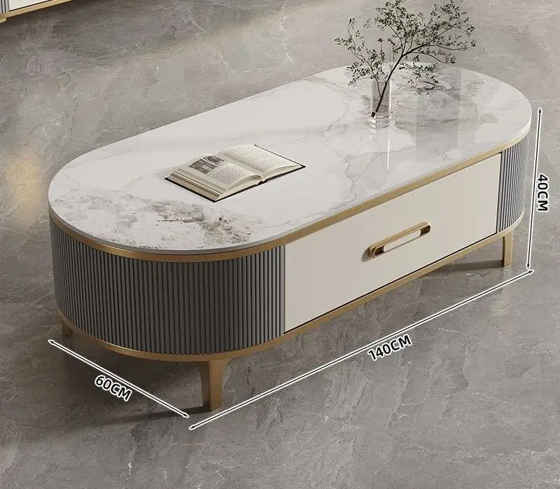 Modern Luxury Rock Board TV Stand and Coffee Table Simple Elegant Wooden Design for Small Home Living Room for Apartment — view 3