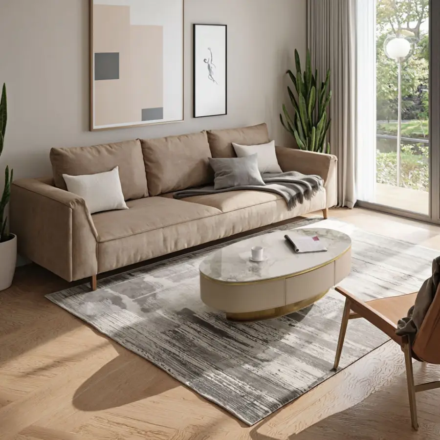 Modern Convertible Coffee Table with Solid Wood Frame and Stone Top Customizable Color & Logo Living Room Furniture — image 5