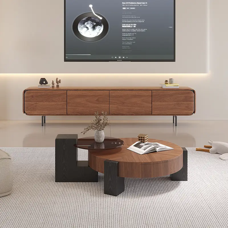 Italian Designer BAOBEI Antique Walnut Coffee Table Durable Modern Style Wooden Luxury Living Room Furniture 1-Year Warr — view 1
