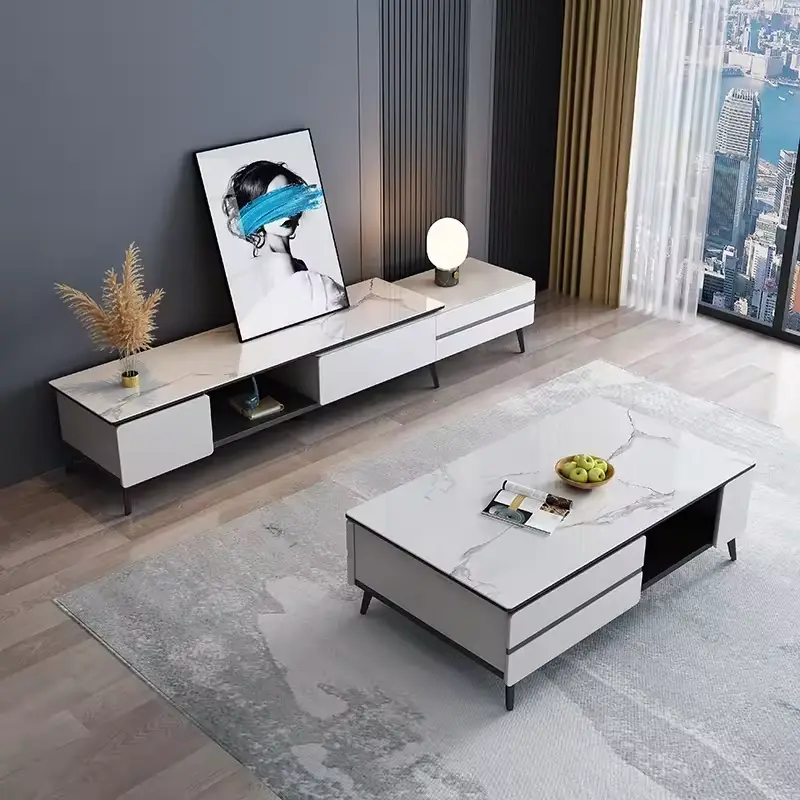 Cheap Wooden+metal Legs Classic Living Room Latest Design Small Coffee Table with Storage — view 1