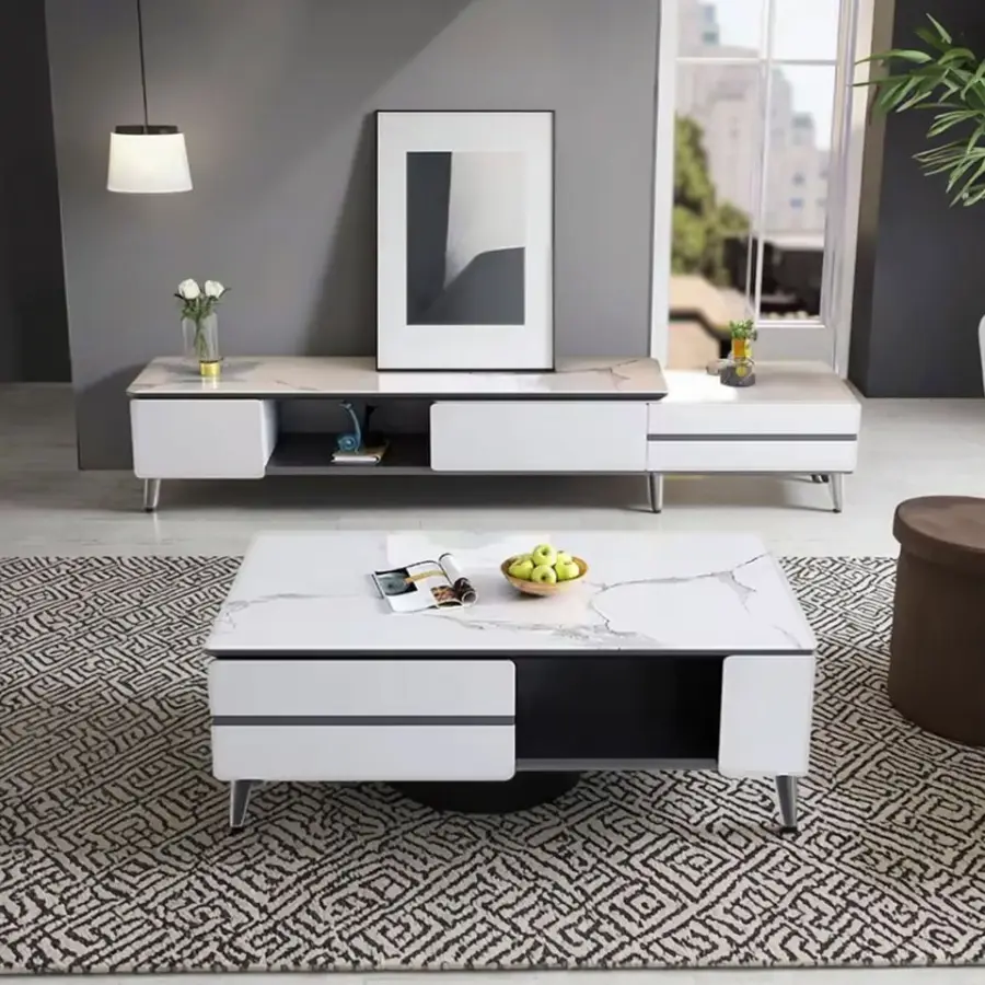 Cheap Wooden+metal Legs Classic Living Room Latest Design Small Coffee Table with Storage — image 3