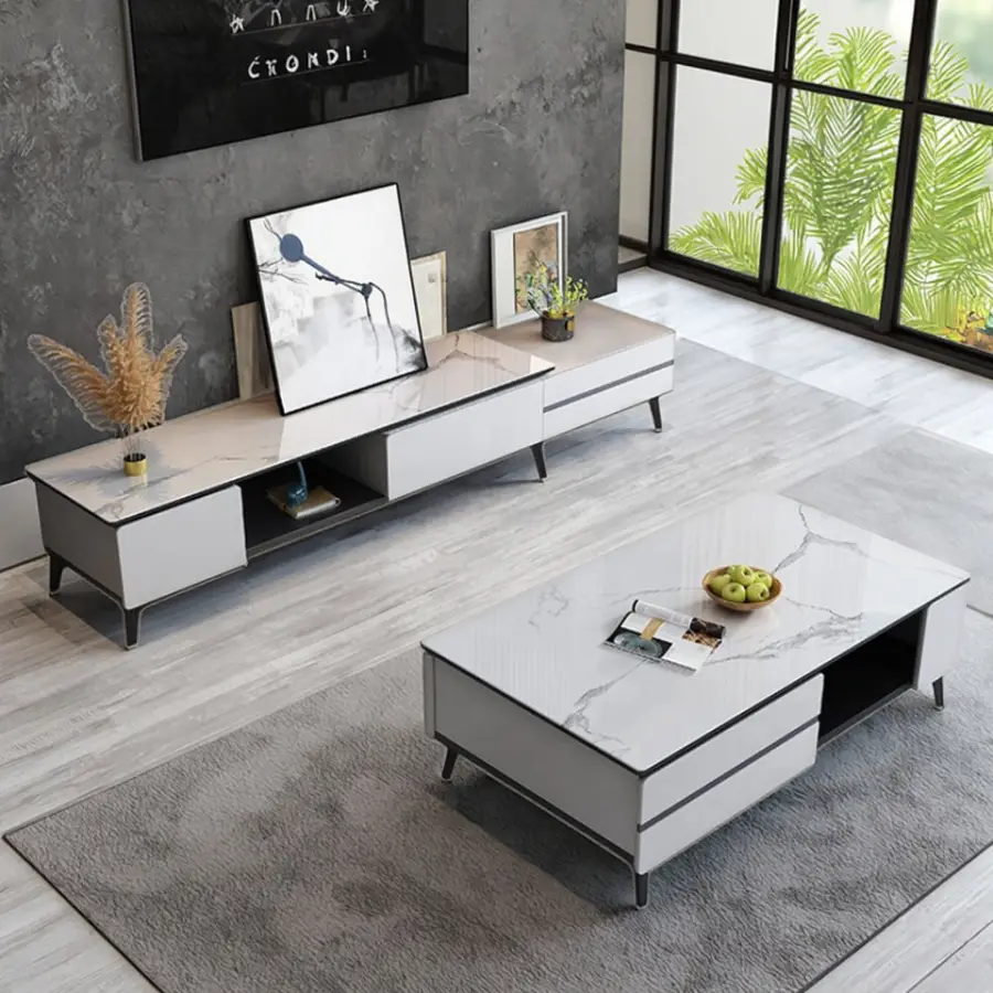 Cheap Wooden+metal Legs Classic Living Room Latest Design Small Coffee Table with Storage — image 5