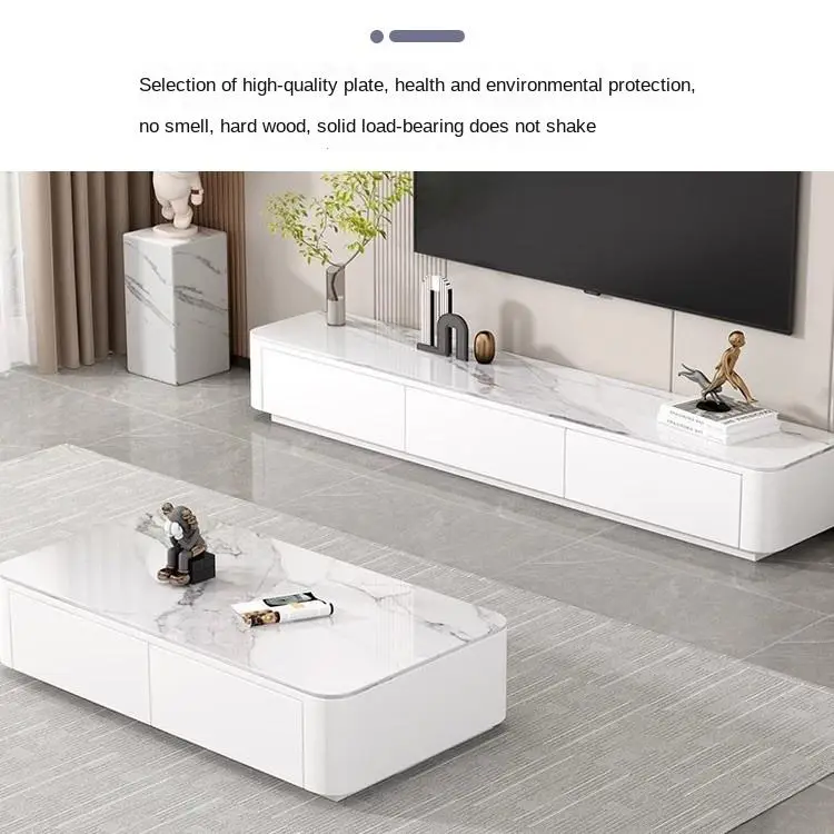 Modern Simple Rock Board TV Cabinet for Home for Small Apartment Coffee Table and TV Stand Combination for Home Furnitur — view 2