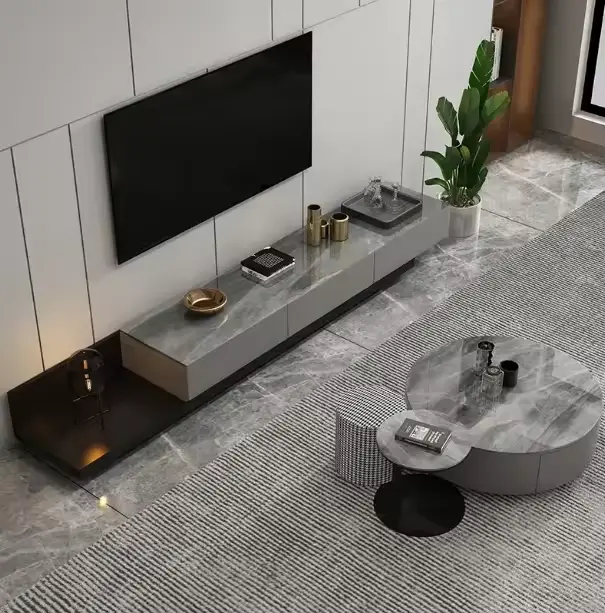 Light Luxury Scandinavian Style Solid Wood TV Stand Coffee Table Set Small Living Room Center Table Low Storage Cabinet — image 2