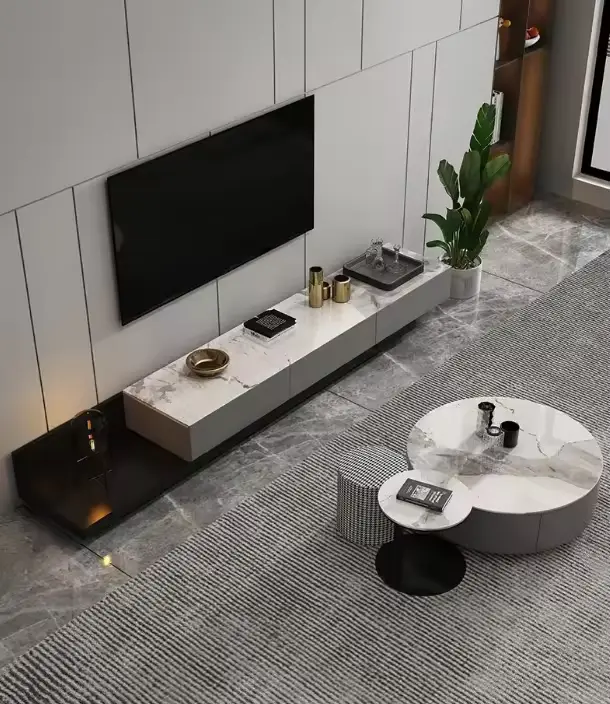 Light Luxury Scandinavian Style Solid Wood TV Stand Coffee Table Set Small Living Room Center Table Low Storage Cabinet — image 3