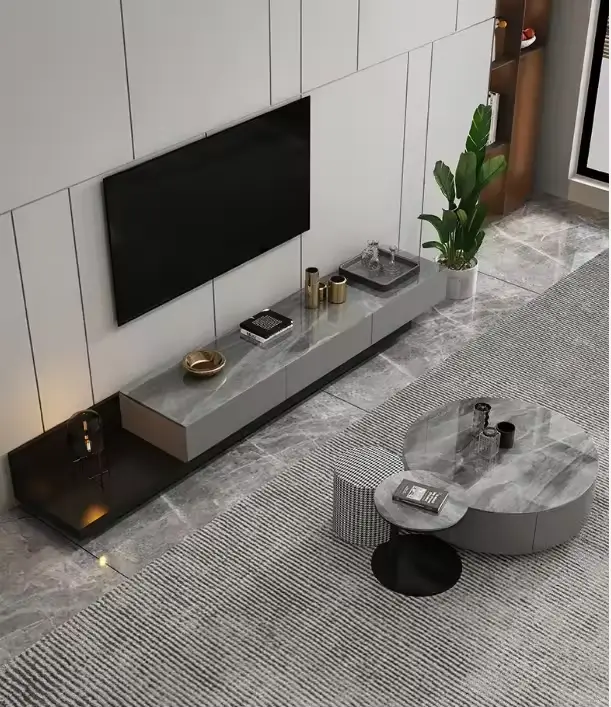 Light Luxury Scandinavian Style Solid Wood TV Stand Coffee Table Set Small Living Room Center Table Low Storage Cabinet — image 4