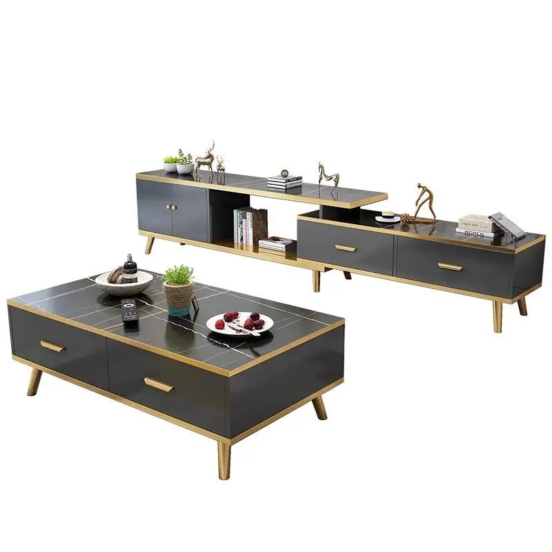 Nordic Simple Modern Light Luxury Retractable Coffee Table TV Cabinet Economical Wooden Furniture for Small Apartment Living — image 5