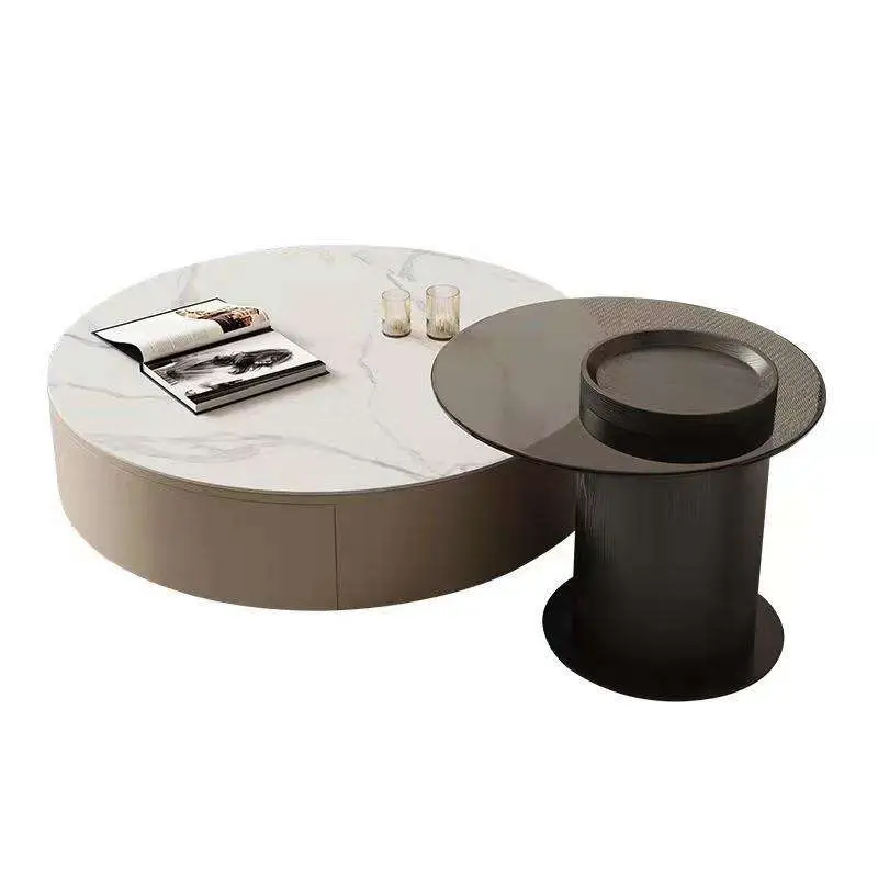 Round Rock Plate Coffee Table TV Cabinet Combination Living Room Household Simple Modern Design Side Table Coffee Table — image 6