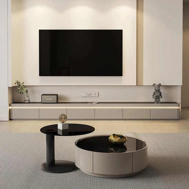 2025 New Modern Simple Light Luxury Advanced Sense Coffee Table Combination Living Room TV Cabinet Floor Cabinet — view 1