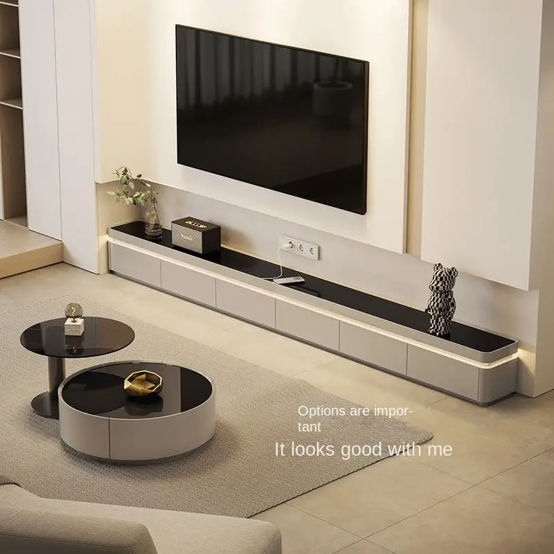 2025 New Modern Simple Light Luxury Advanced Sense Coffee Table Combination Living Room TV Cabinet Floor Cabinet — image 2