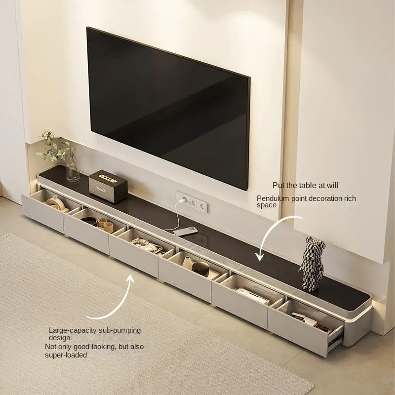 2025 New Modern Simple Light Luxury Advanced Sense Coffee Table Combination Living Room TV Cabinet Floor Cabinet — image 3