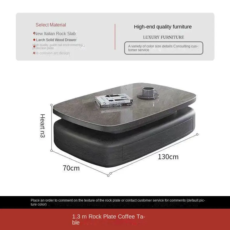 Italian Modern Simple Oval Rock Plate Coffee Table TV Stand Cabinet Combination for Large Small Apartments for Living Room — image 6