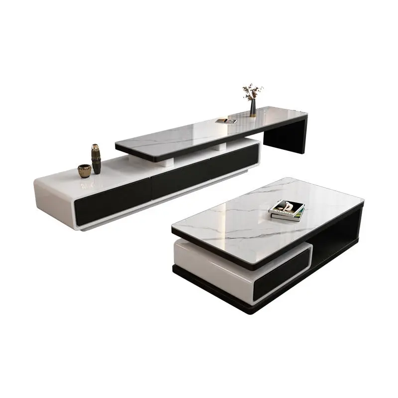 Modern Light Luxury Rock Board Coffee Table TV Cabinet Combination Simple Design for Home Furniture for Living Room Tele — view 1