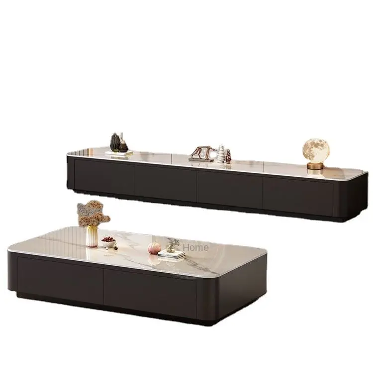 2025 Luxury Black Coffee Table with Rectangular TV Combination for Small Home or Apartment for Living Room Entry — view 1
