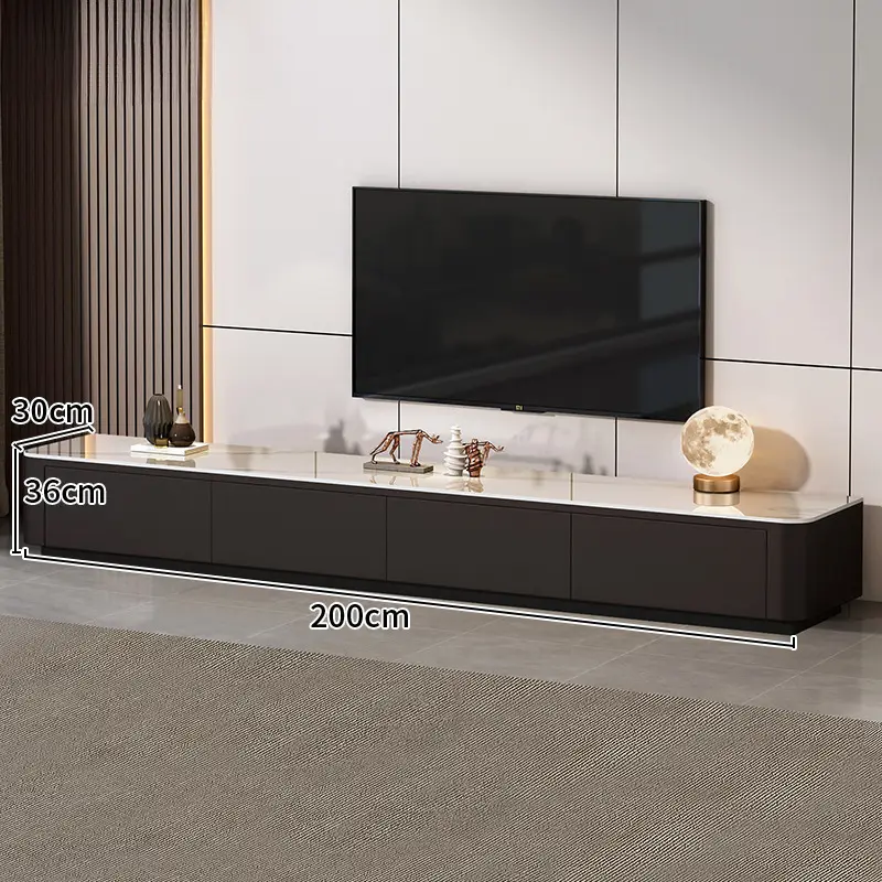 2025 Luxury Black Coffee Table with Rectangular TV Combination for Small Home or Apartment for Living Room Entry — view 3