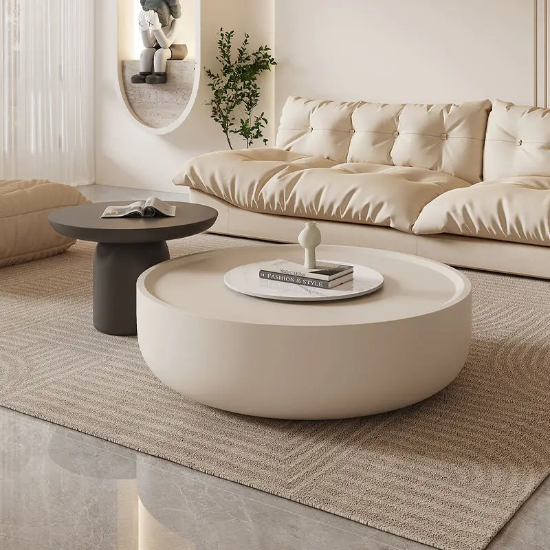 Modern Simple Cream Style TV Cabinet Coffee Table Combination Telescopic Wooden Design for Silent Living Room Internet-Showed — image 3