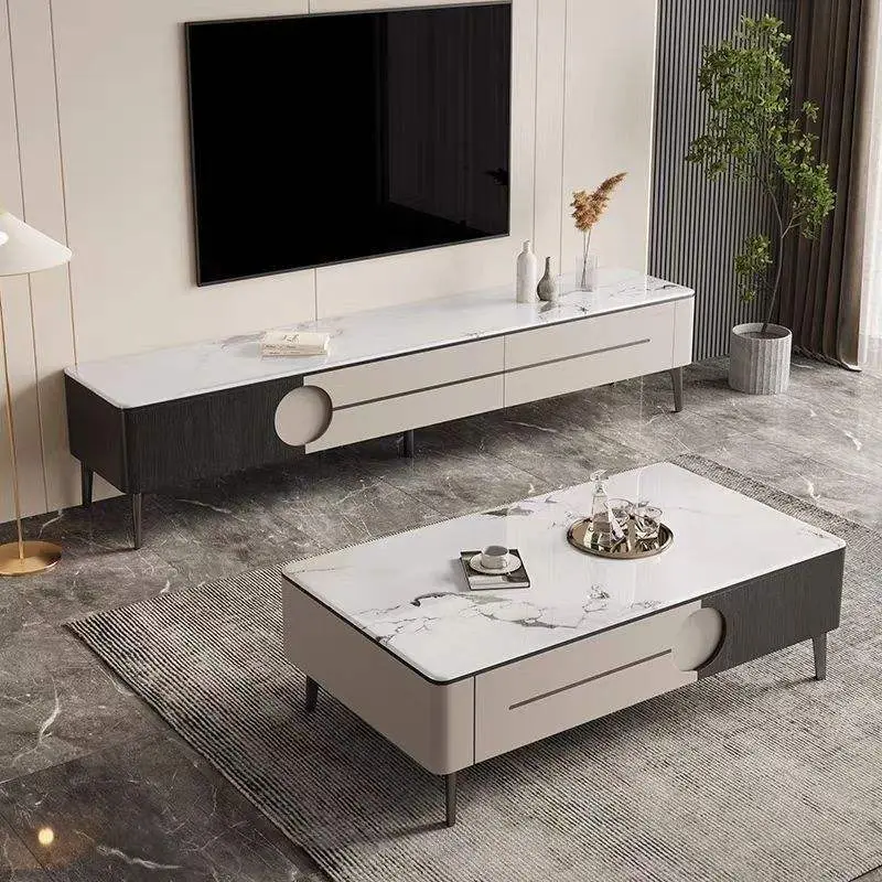 Modern Minimalist Italian Style Rock Board Coffee Table TV Cabinet Living Room Locker — view 1