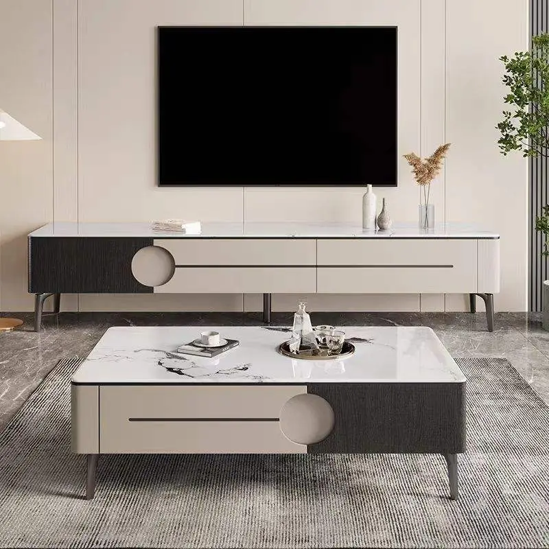 Modern Minimalist Italian Style Rock Board Coffee Table TV Cabinet Living Room Locker — image 2