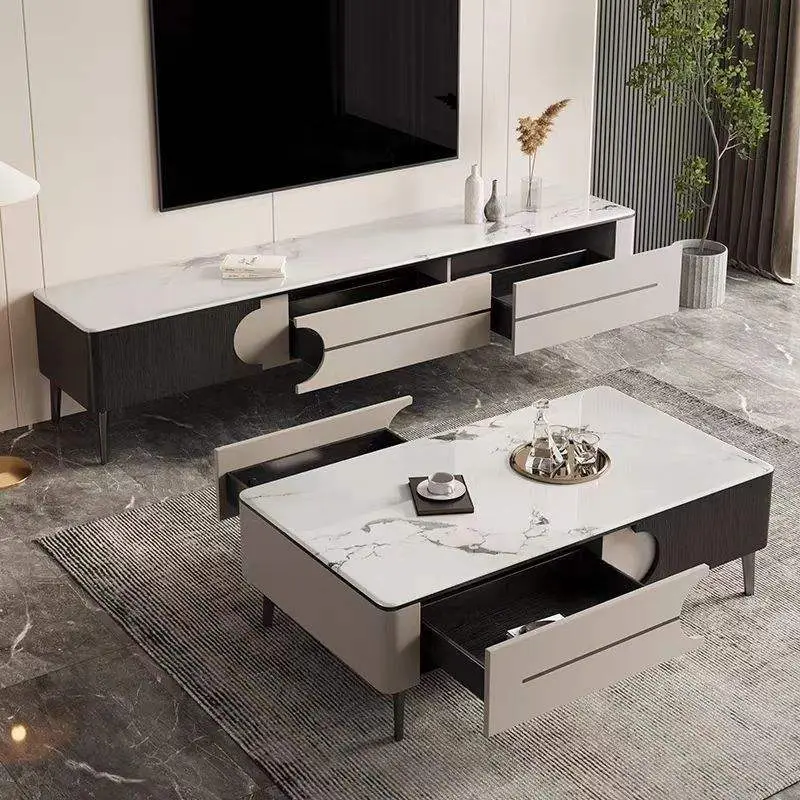 Modern Minimalist Italian Style Rock Board Coffee Table TV Cabinet Living Room Locker — image 3
