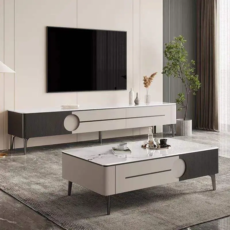 Modern Minimalist Italian Style Rock Board Coffee Table TV Cabinet Living Room Locker — image 4