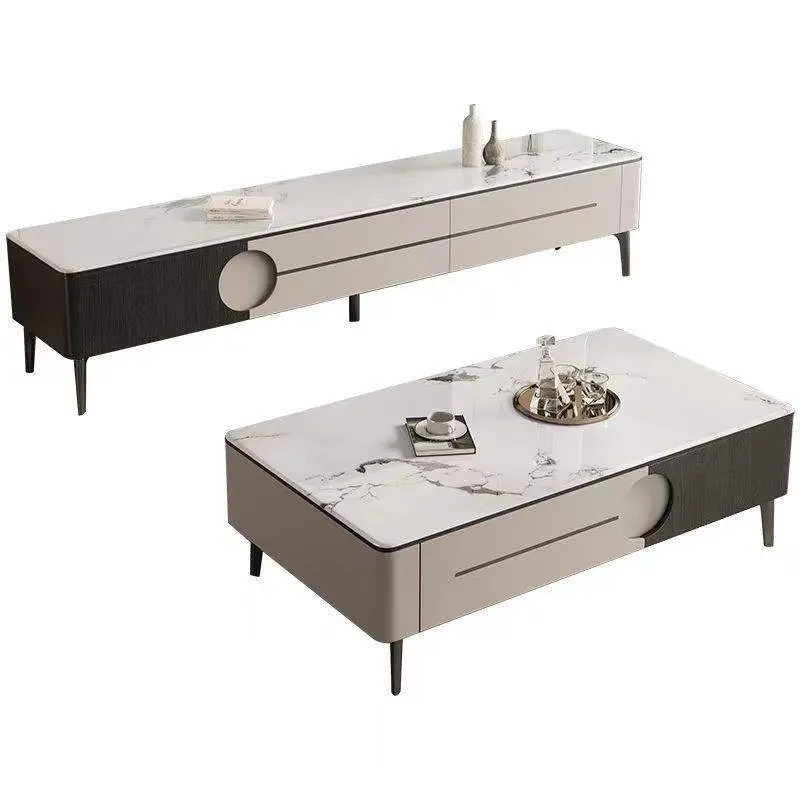 Modern Minimalist Italian Style Rock Board Coffee Table TV Cabinet Living Room Locker — image 5