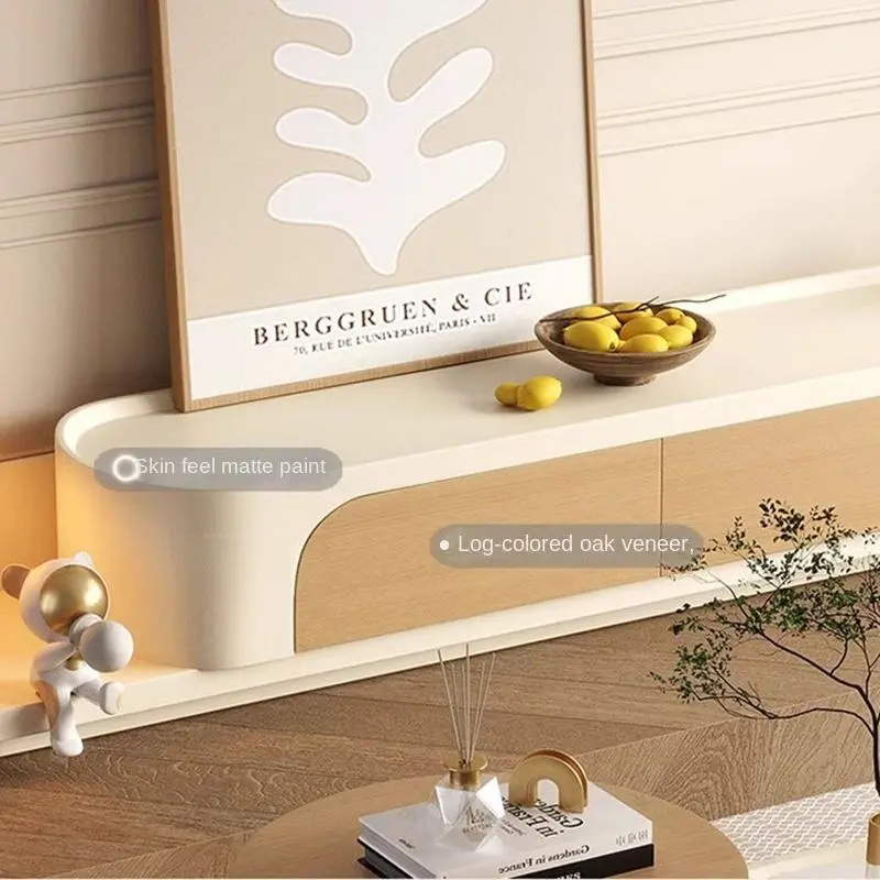Designer Style Coffee Table & TV Cabinet Combination Wooden Log Cream Wind Rock Plate for Living Room for Small Apartmen — view 4