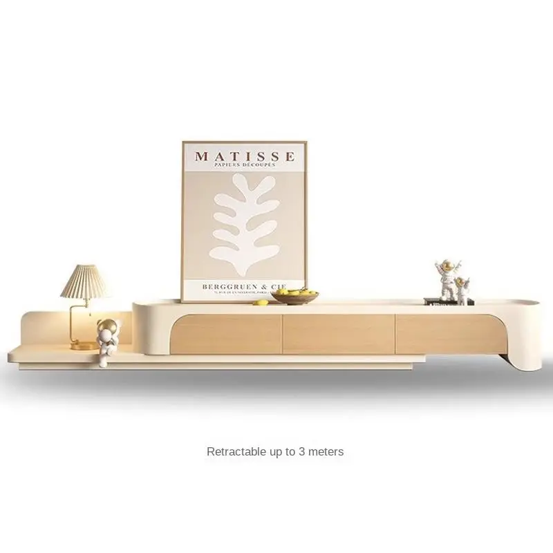 Designer Style Coffee Table & TV Cabinet Combination Wooden Log Cream Wind Rock Plate for Living Room for Small Apartmen — view 5
