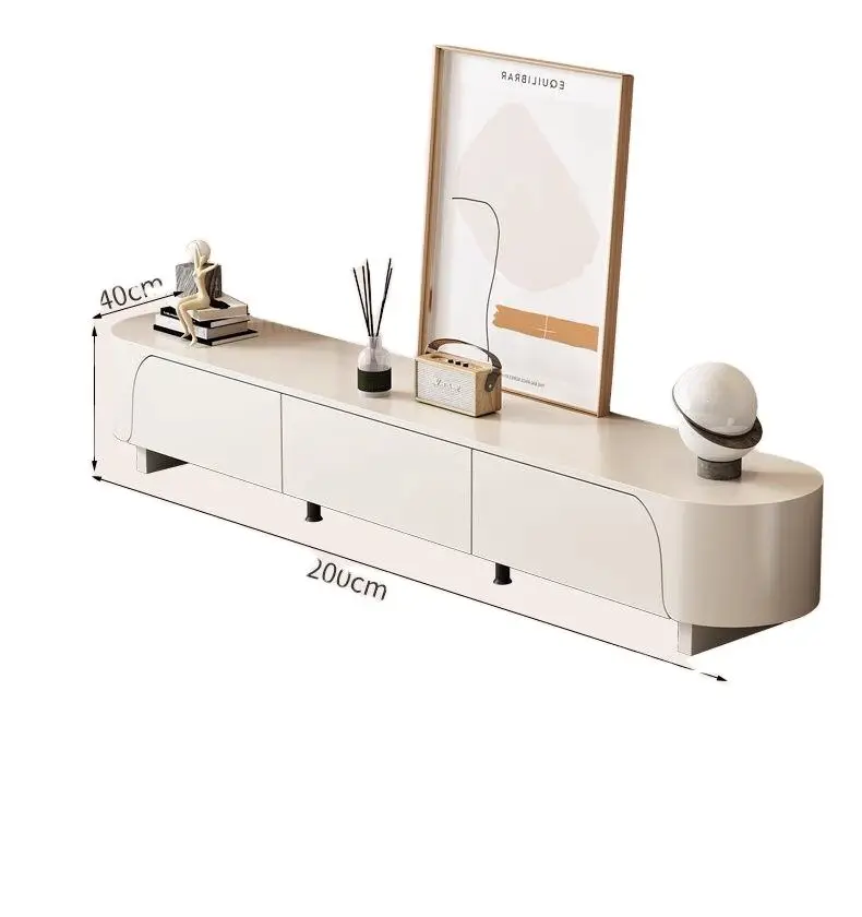 Modern High-Grade Cream Cashew Living Room Furniture TV Cabinet Coffee Table Combination Light Luxury Design for Small — view 3