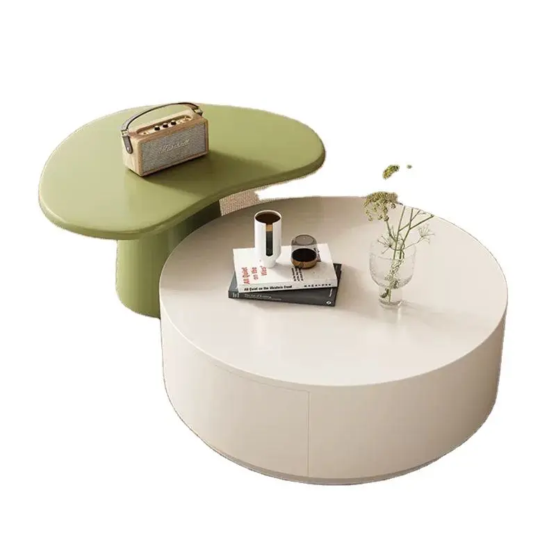 Modern High-Grade Cream Cashew Living Room Furniture TV Cabinet Coffee Table Combination Light Luxury Design for Small — view 4