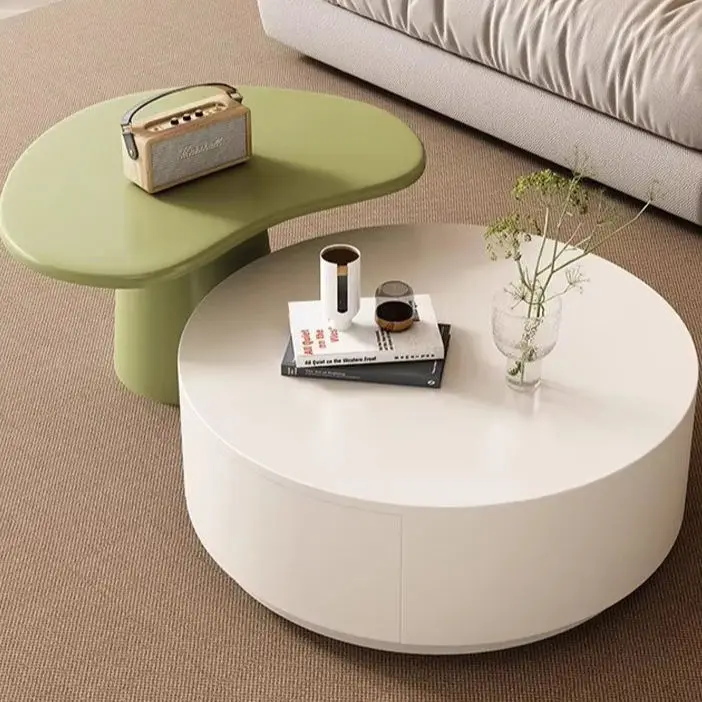 Modern High-Grade Cream Cashew Living Room Furniture TV Cabinet Coffee Table Combination Light Luxury Design for Small — view 5