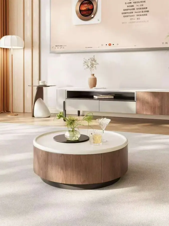 2025 Italian Cream Style Light Luxury Square Combination Coffee Table and TV Cabinet High-Grade Simple Home Living Acces — view 6