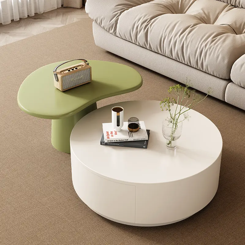 Modern High-Grade Cream Cashew Living Room Furniture TV Cabinet Coffee Table Combination Light Luxury Design for Small — view 6