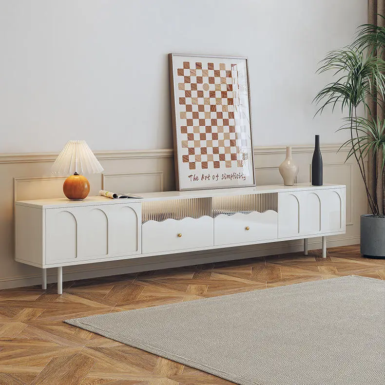 French Cream Style Coffee Table TV Cabinet Modern Design Small Apartment Living Room Household Storage Floor Cabinet — view 1