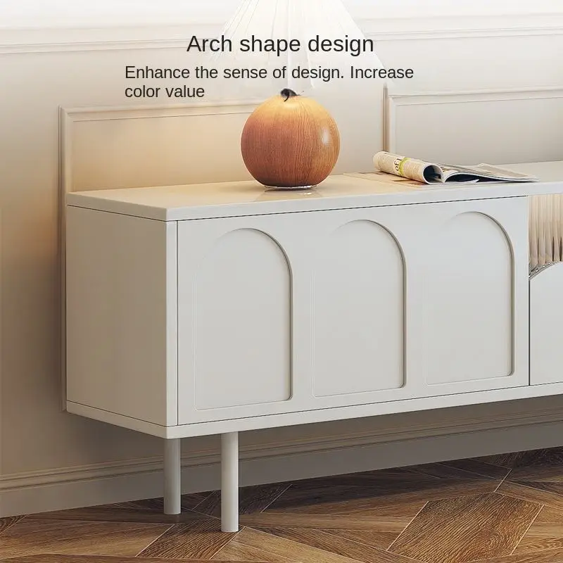 French Cream Style Coffee Table TV Cabinet Modern Design Small Apartment Living Room Household Storage Floor Cabinet — view 3