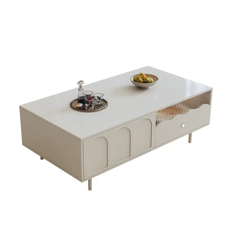 French Cream Style Coffee Table TV Cabinet Modern Design Small Apartment Living Room Household Storage Floor Cabinet — view 4