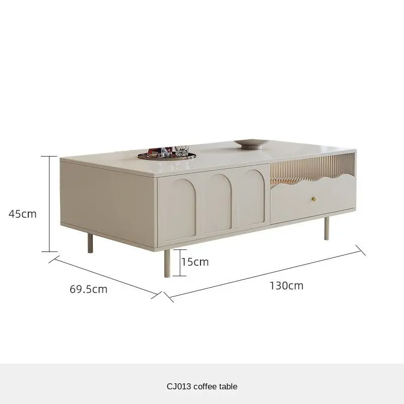 French Cream Style Coffee Table TV Cabinet Modern Design Small Apartment Living Room Household Storage Floor Cabinet — view 5