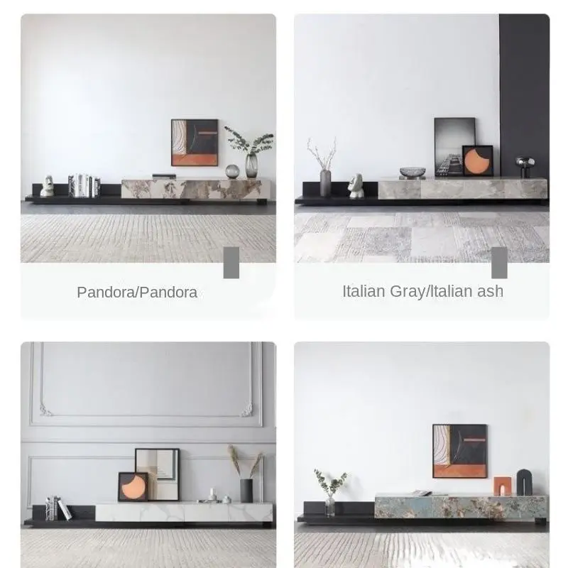 Modern French Creamy Eco-Friendly Durable Living Room Retractable TV Cabinet Coffee Table Wooden Panel Combination Household Use — image 6