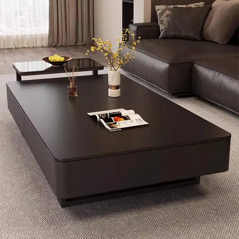 Rock Slate Cream Style Simple Coffee Table Living Room Home Furniture Minimal Wood TV Stand Center Table Combination — view 1