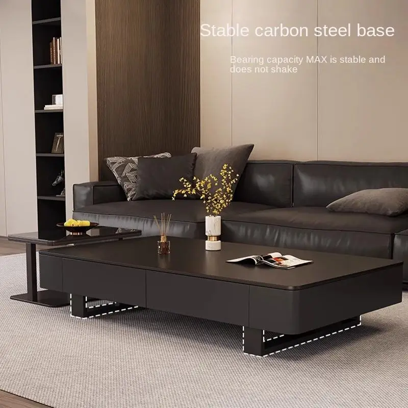 Rock Slate Cream Style Simple Coffee Table Living Room Home Furniture Minimal Wood TV Stand Center Table Combination — image 2